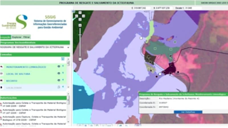 SIS-GIG: Sistema Georreferenciado de Gestão Ambiental da UHE Jirau — Energia Sustentável do Brasil (ESBR)