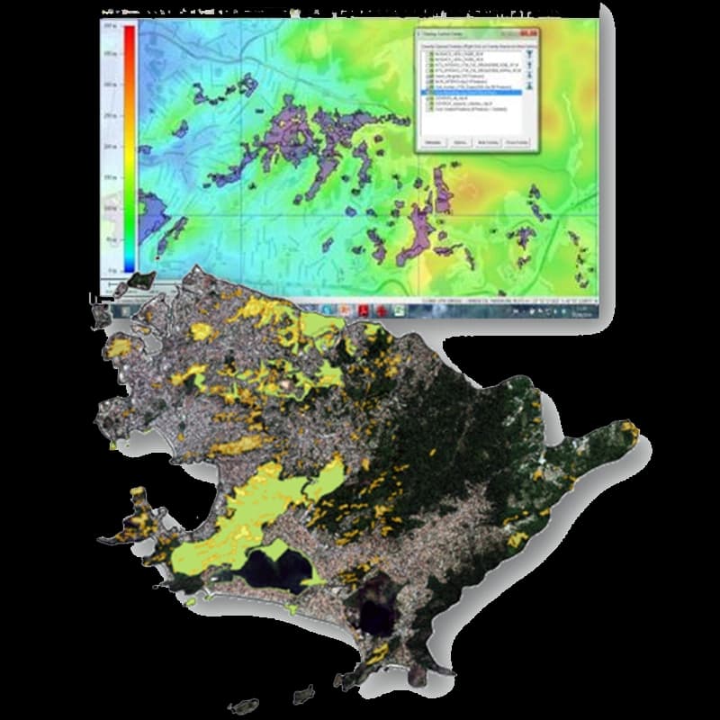 Equipe técnica realizando levantamento de dados geoespaciais e validação de campo